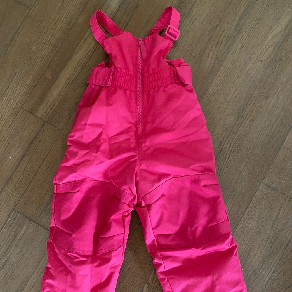 Toddler girl pink snow bibs—size 2T